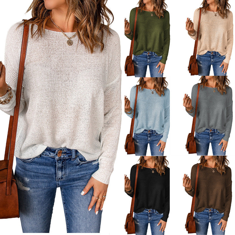 Damen bequemer Strickpullover mit weitem Schnitt und lässiger Silhouette GR