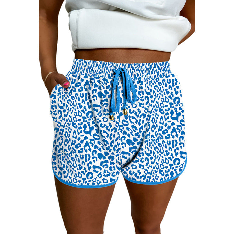 Damen Freizeit-Shorts mit modischem Leopardenmuster und elastischem Bund GR