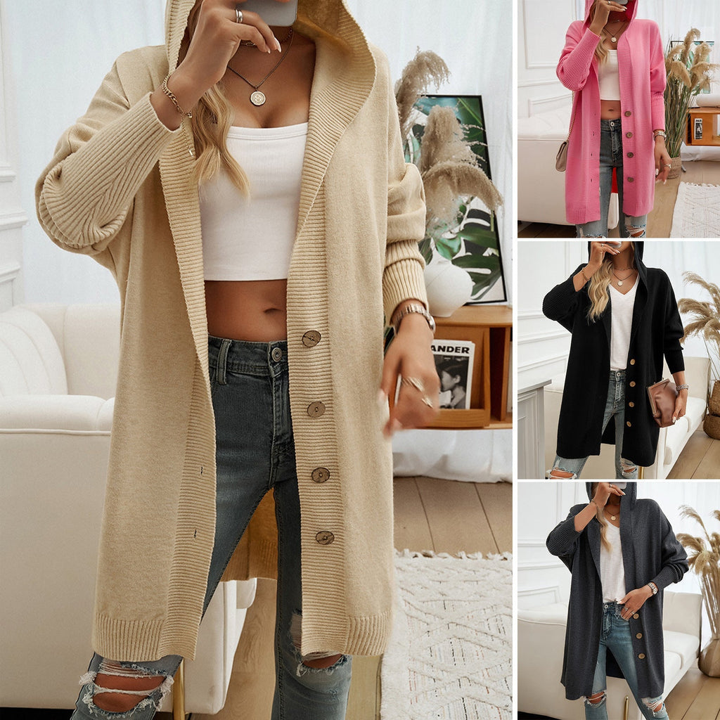 Damen Hoodie-Kardigan mit Knopfdetail und lässigem Schnitt GR