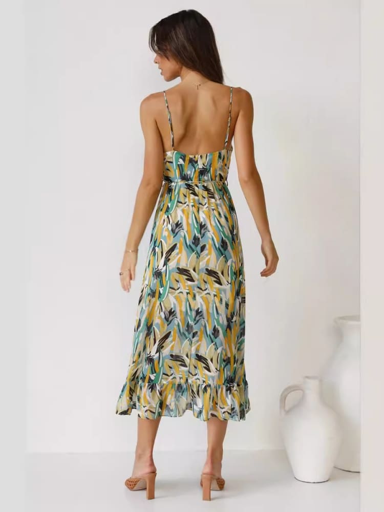 GR | Damenkleid Mit Blumenmuster Und Rüschen