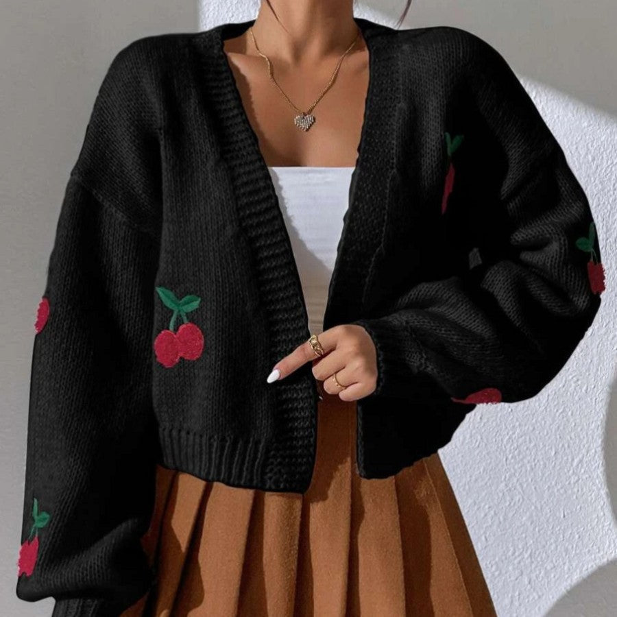 Damen Strickjacke mit Kirschen GR
