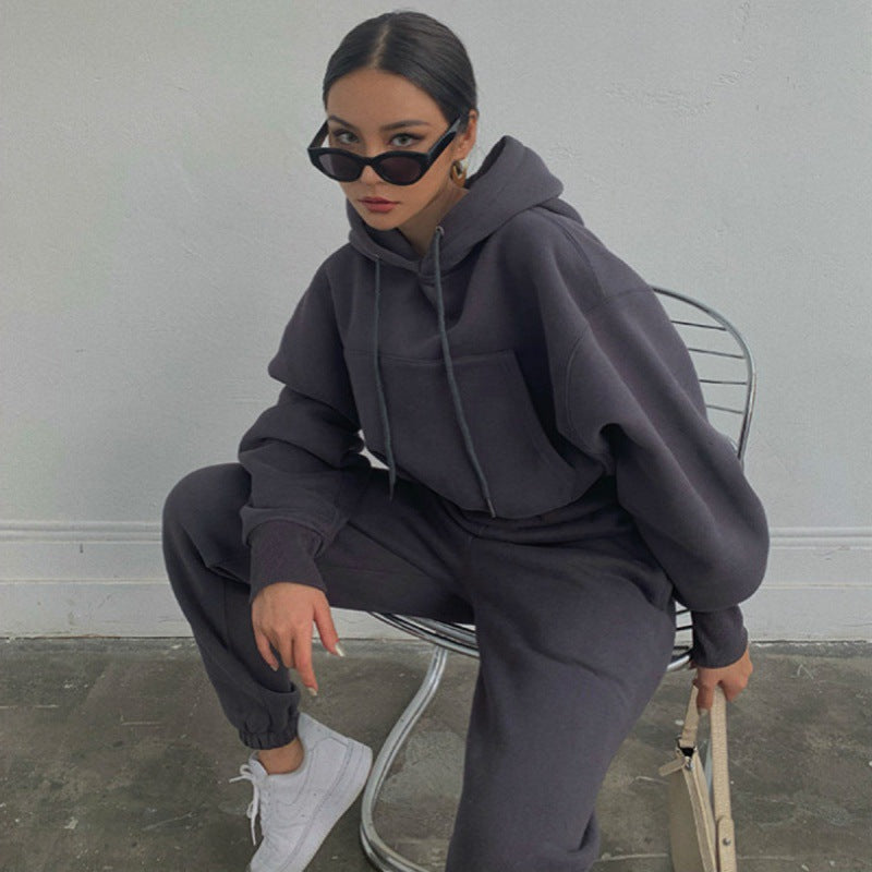 Damen Hoodie und Jogginghose-Set mit lässigem Schnitt und elastischem Bund GR