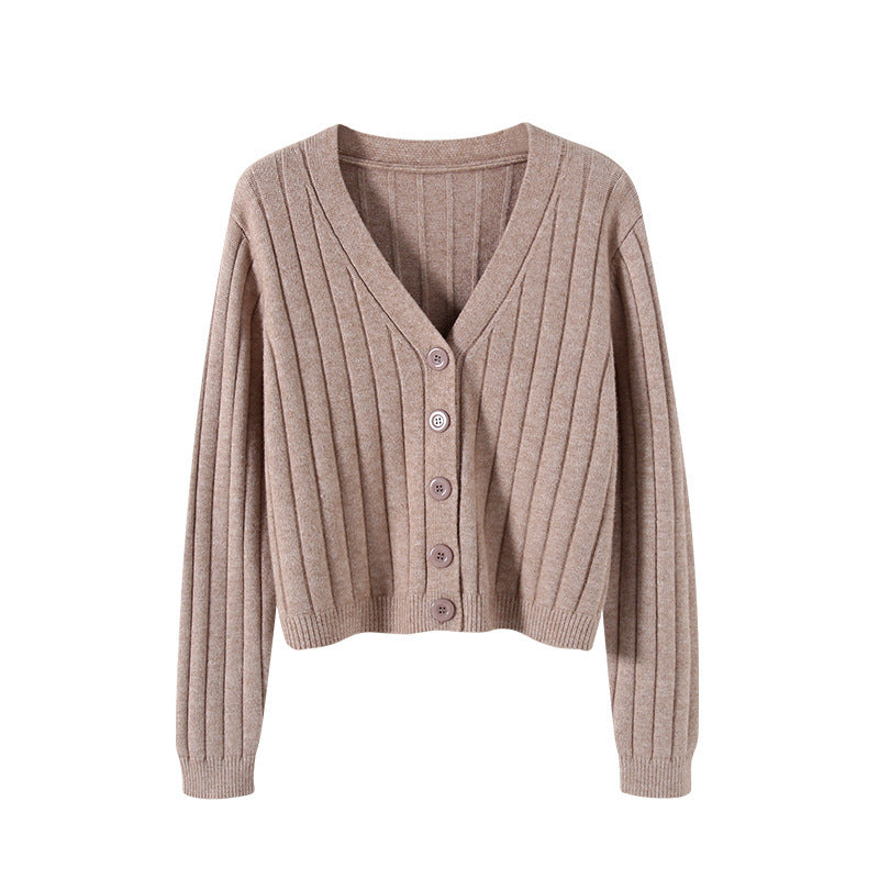 GR | Schnürgestrickter Pullover mit V-Ausschnitt für Damen