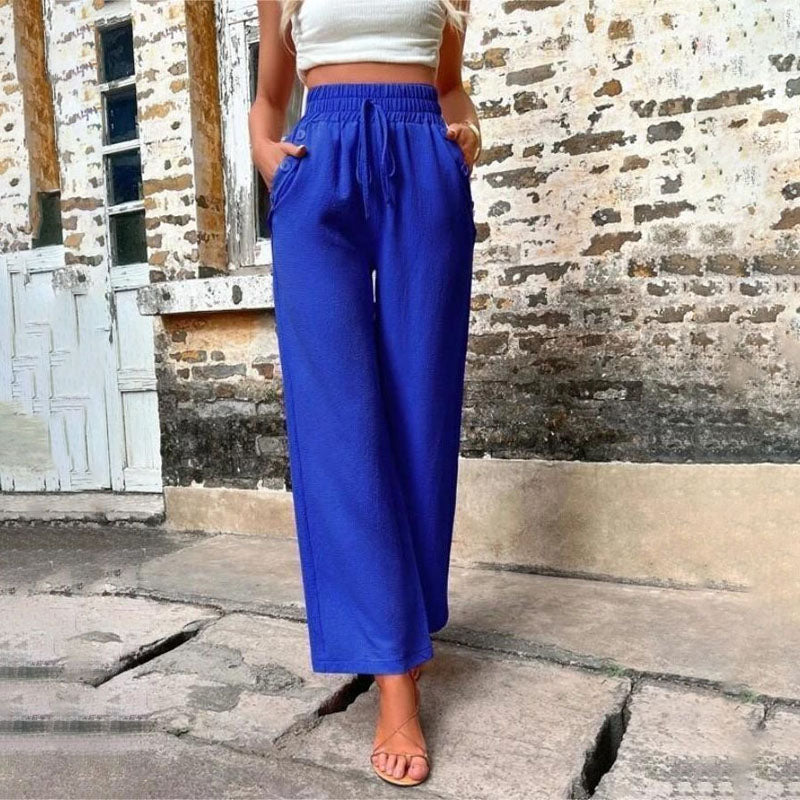 GR | Colorful, airy summer trousers for women with wide legs