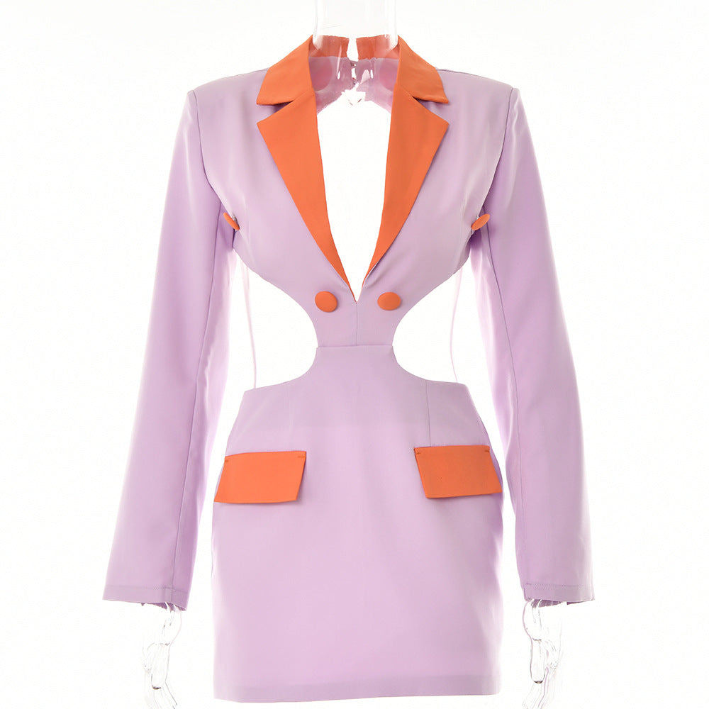 Women's blazer dress with exciting cut-out design and contrasting details, size GR
