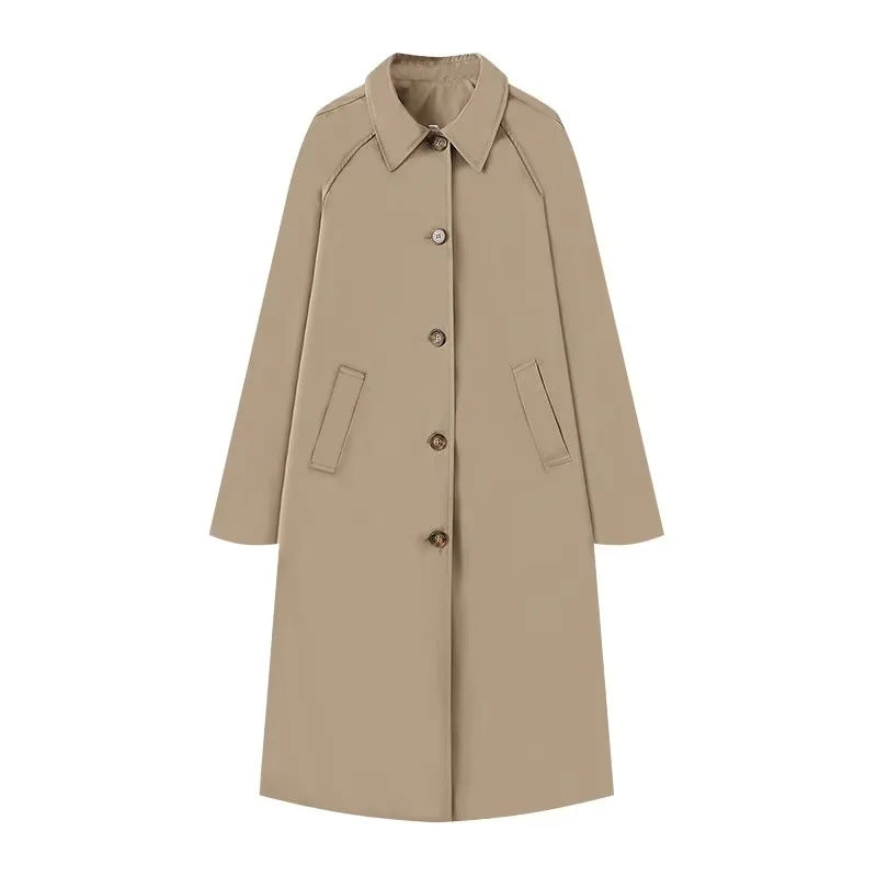 Women's elegant trench coat with a slim fit and practical pockets, size