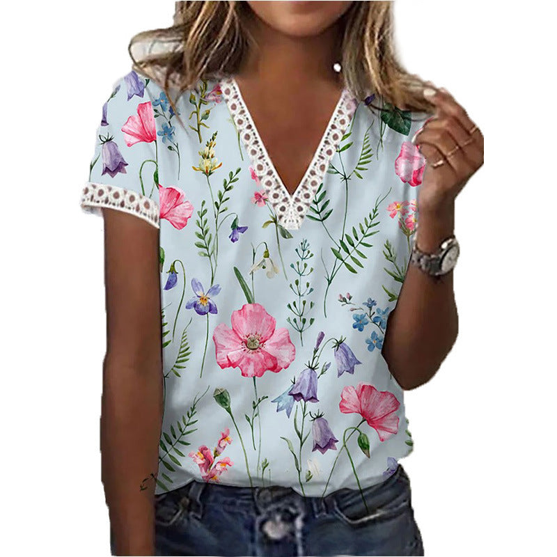 GR | Elegantes Kurzarm-V-Ausschnitt-T-Shirt für Frauen