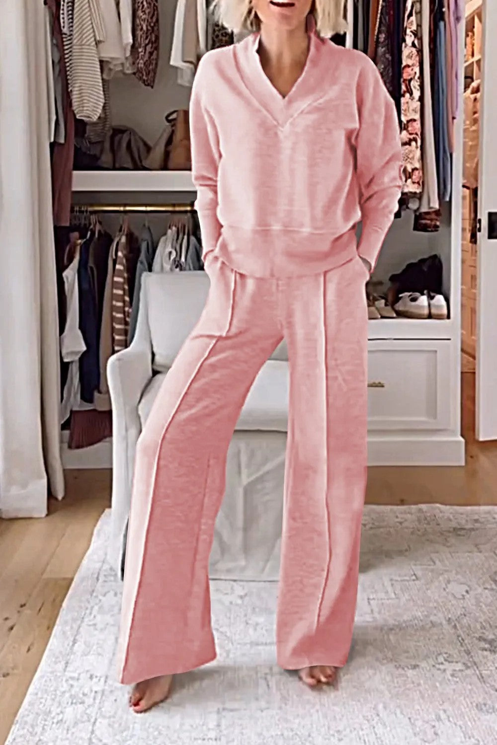 GR | Loose top and wide-leg trousers set 