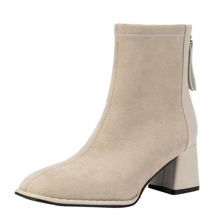 Women's ankle boots with elegant block heel and soft upper material, size GR