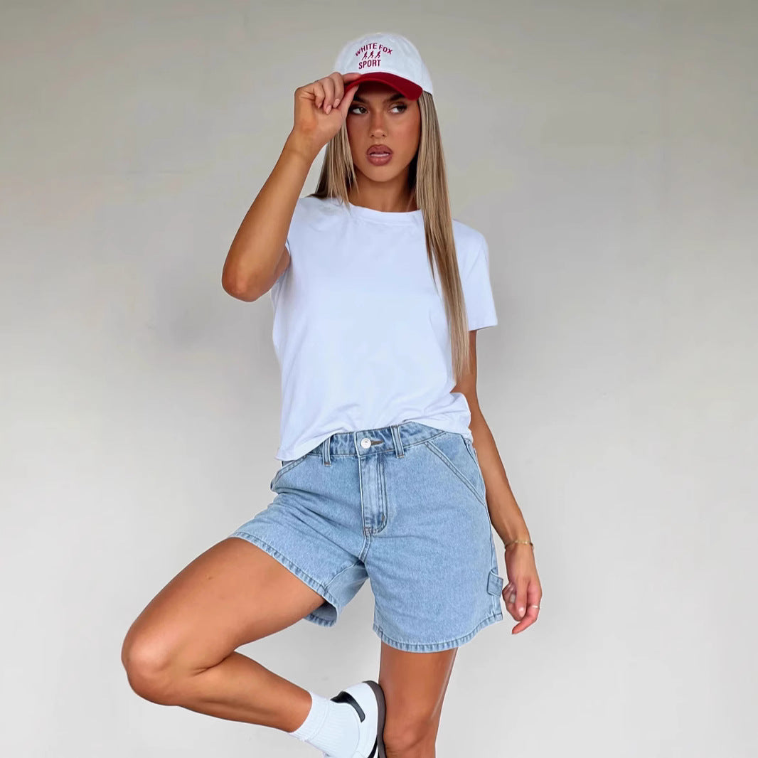 Women's high-waisted denim shorts with a relaxed fit, size [size missing]
