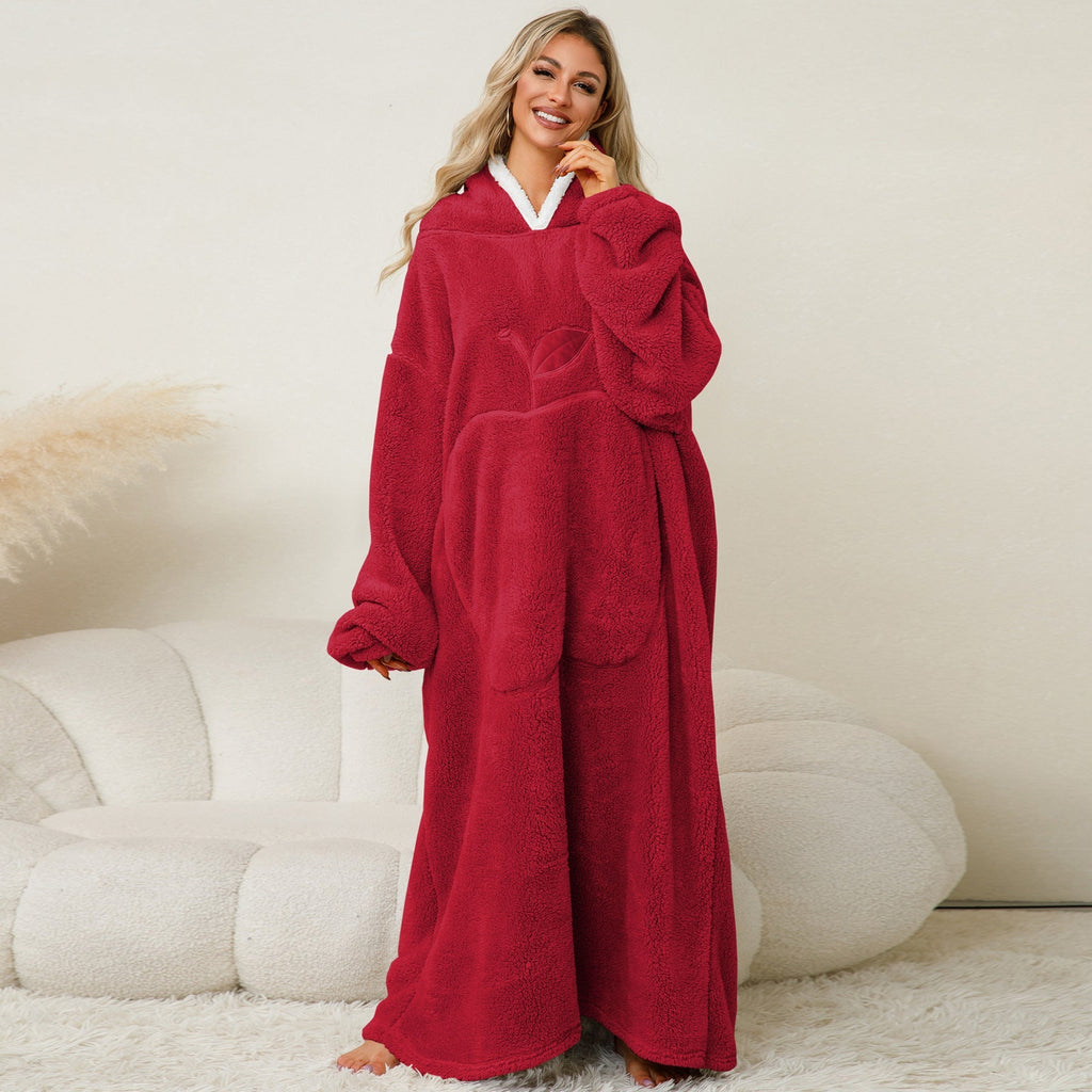 Damen Kuscheliger Hoodie-Decke mit großen Taschen und kontrastierendem Innenfutter GR