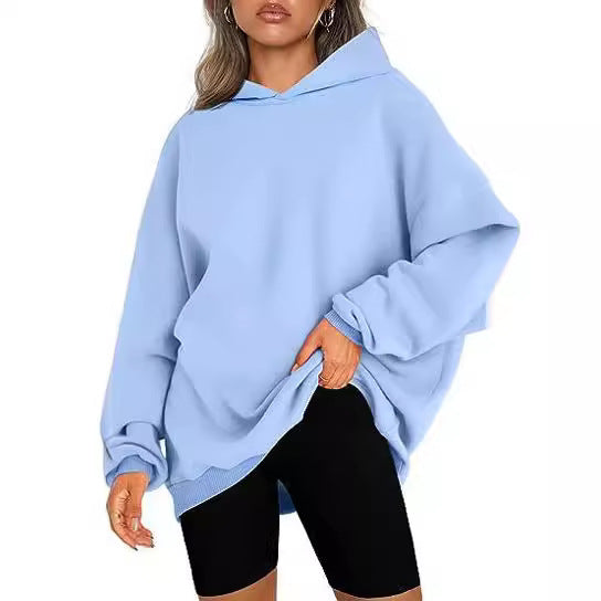 Damen oversized Kapuzenpullover mit seitlichen Schlitzen GR