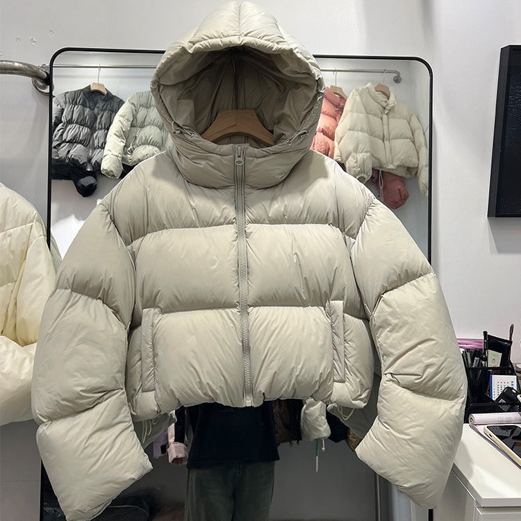GR | Fashionable short women's jacket with hood and padded cotton lining