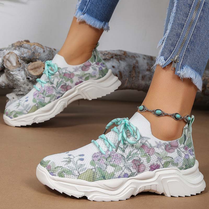 GR | Wide Floral Pattern Sneakers for Women