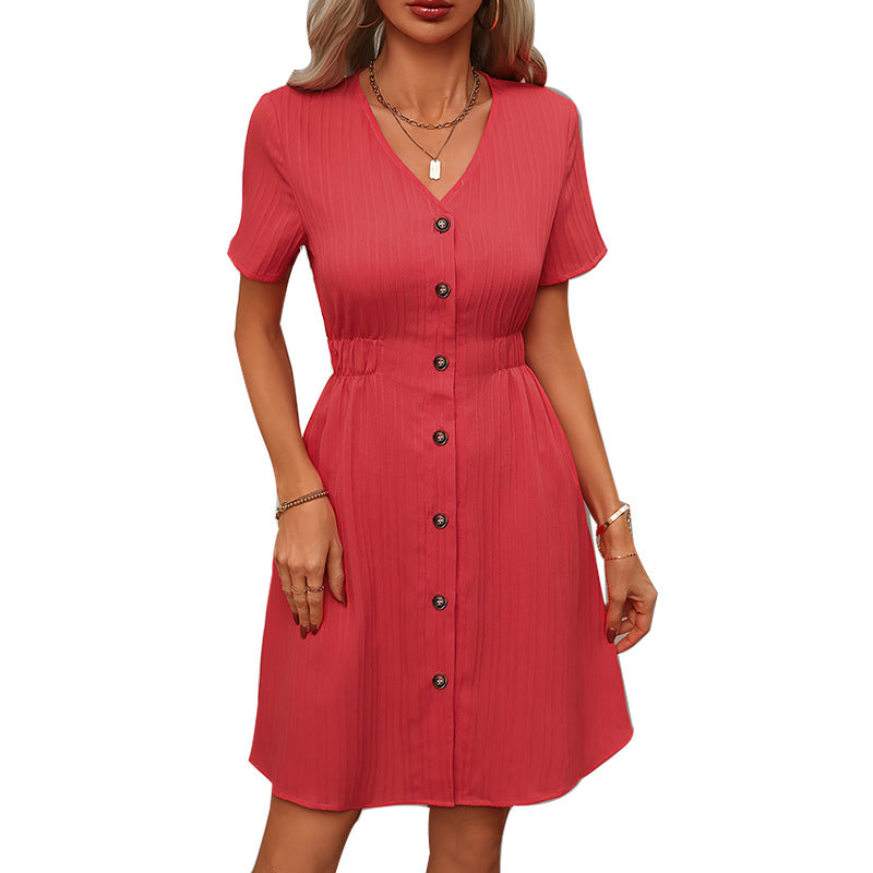 Women's button-up dress with a tailored cut and elegant details, size