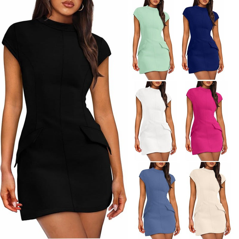 Damen Figurbetontes Kleid mit praktischen Taschen GR