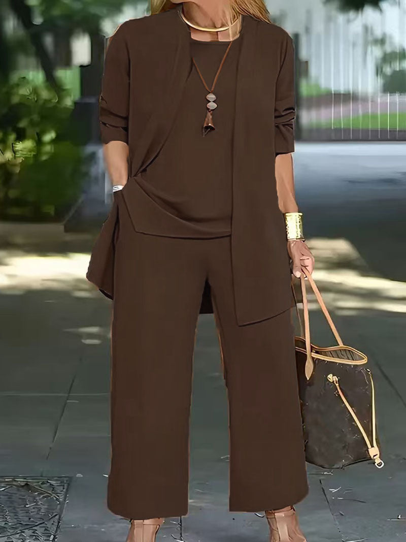 GR | Long-sleeved cardigan vest three-piece set 