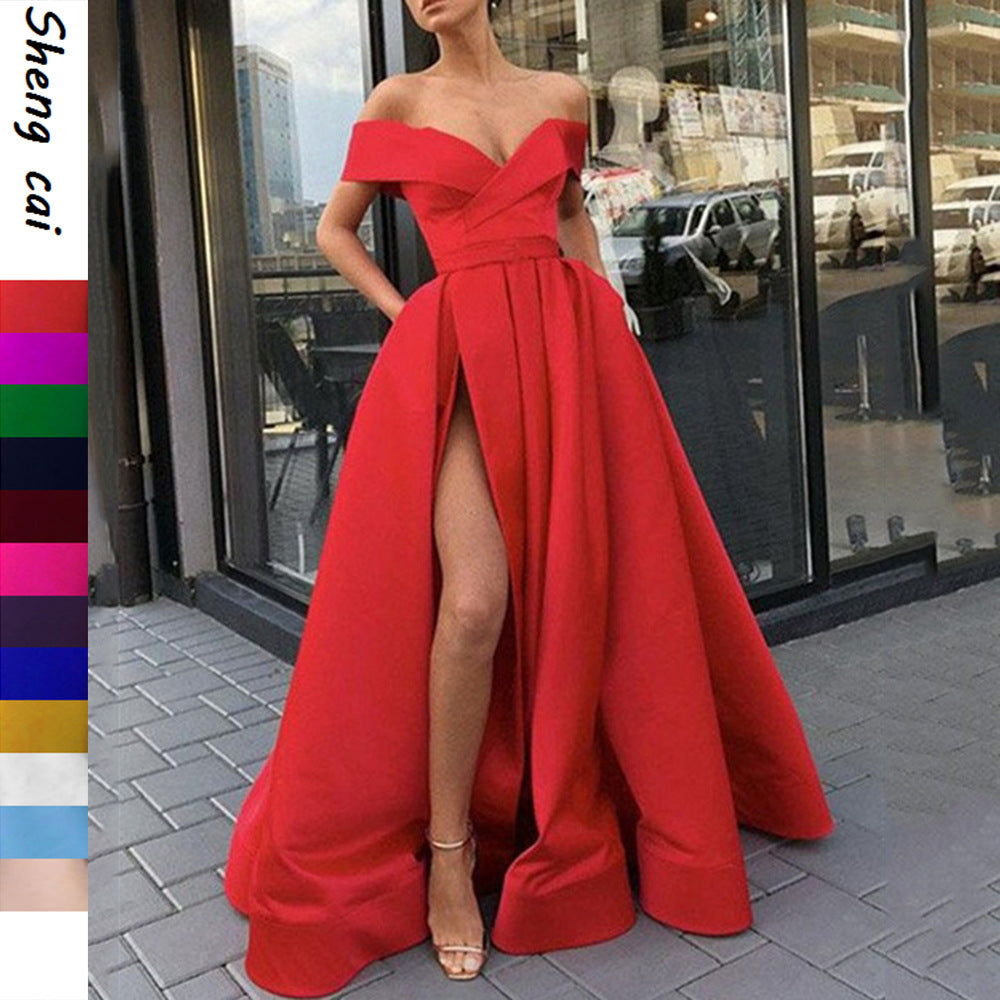 GR | eBay Satin Mehrfarbiges Tiefes V-Ausschnitt Kleid