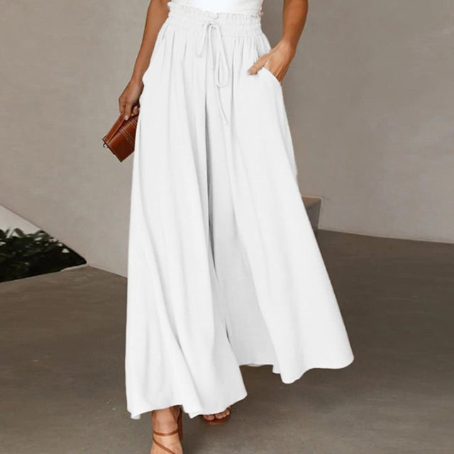 GR | Leichte Damen Leinenhose Mit Weitem Bein Für Frühling Und Sommer
