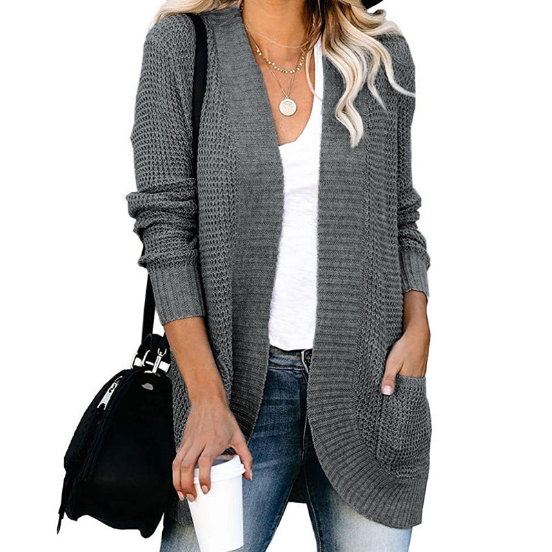 Women's open-cut cardigan with side pockets, size