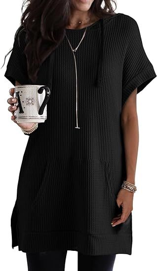 Damen lässiges Hoodie-Kleid mit praktischer Kängurutasche und Relaxed-Fit GR