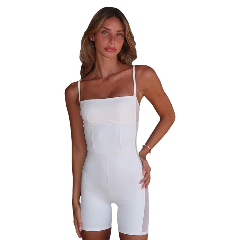 Women's Bodycon Jumpsuit with Off-the-Shoulder Straps and Figure-Hugging Cut, Size