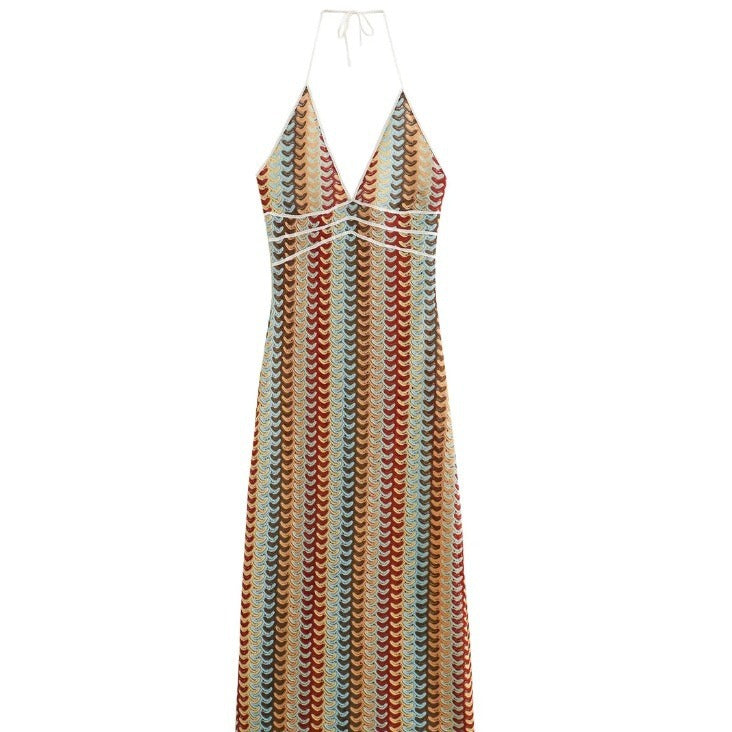 Damen Strickkleid mit tiefem V-Ausschnitt und raffiniertem Wellenmuster GR