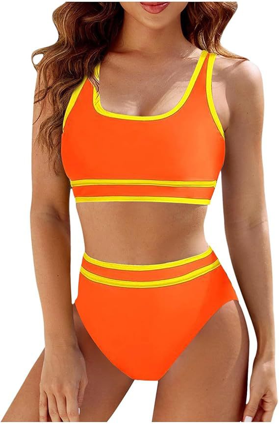 Women's sporty bikini set with high waist and comfortable top, size