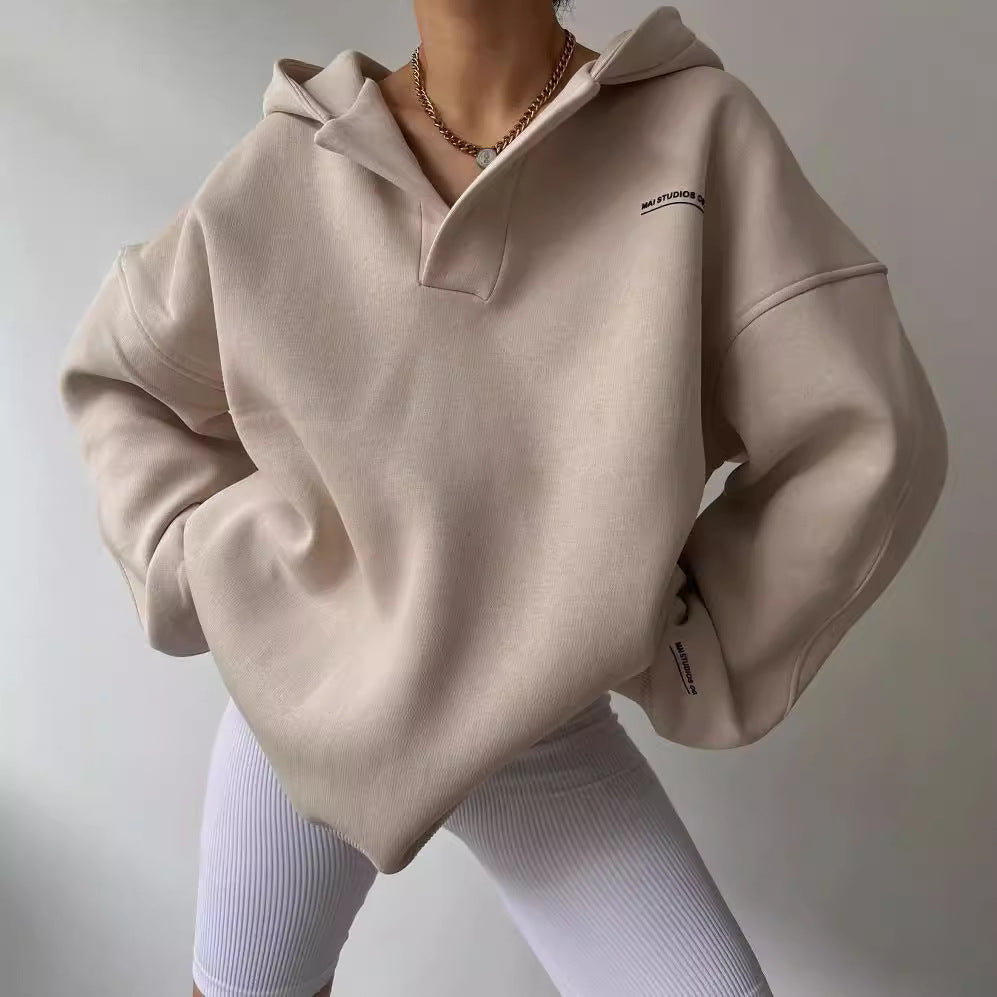 Damen oversized Kapuzenpullover mit Kängurutasche und bequemer Passform GR
