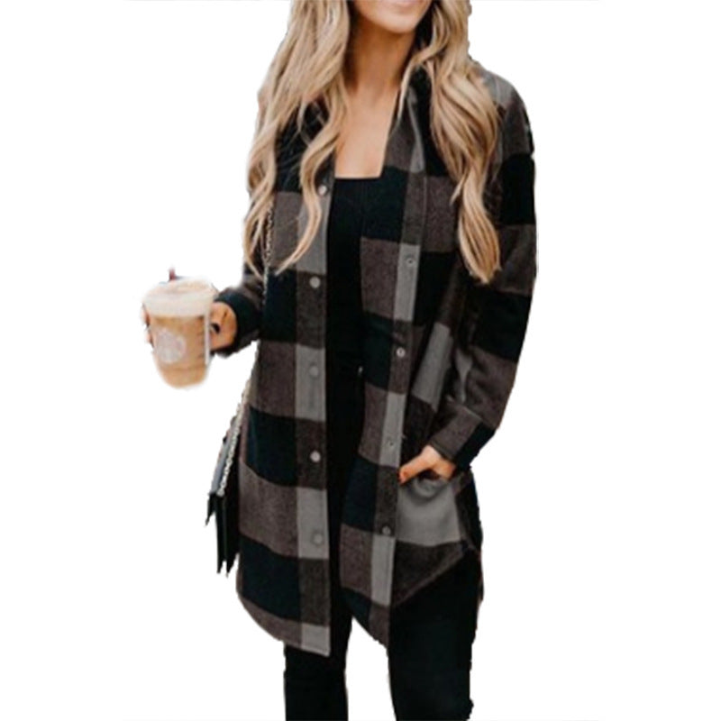 GR - Women's plaid flannel jacket for rustic charm