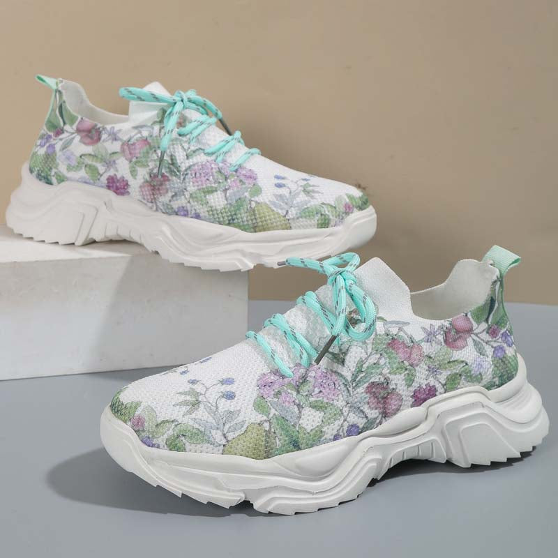 GR | Wide Floral Pattern Sneakers for Women