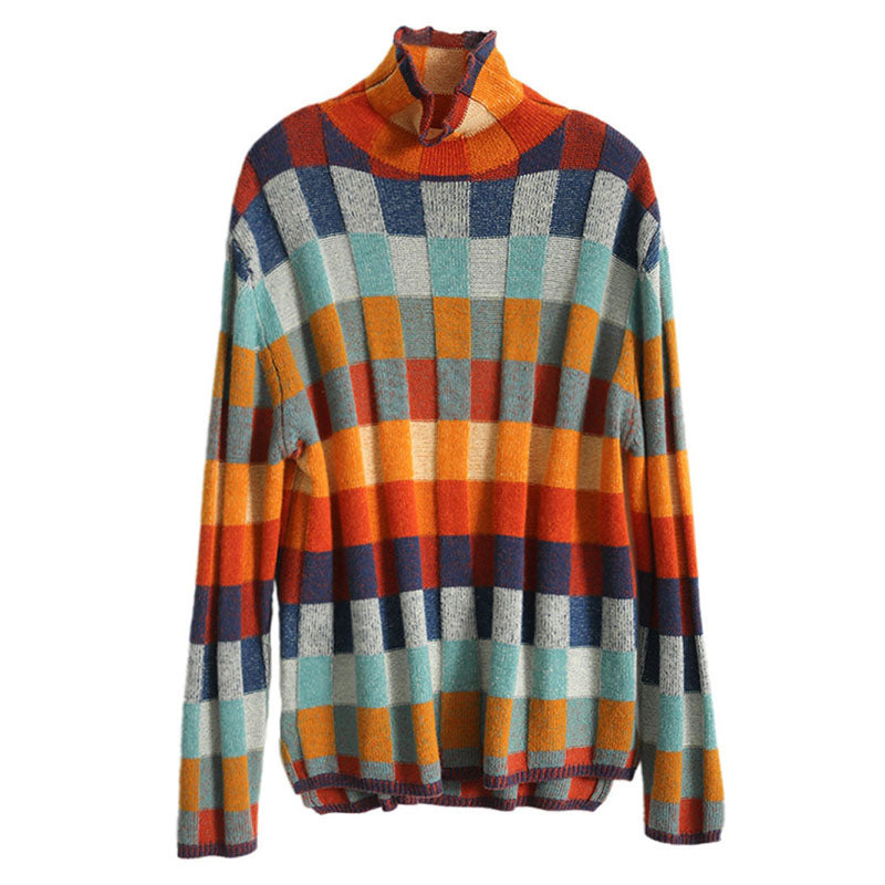 GR | Bunter Karierter Strickpullover