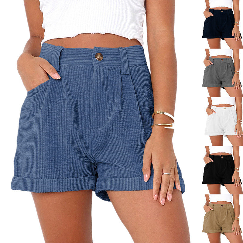 Women's comfortable high-waisted shorts in a textured cotton blend, size S