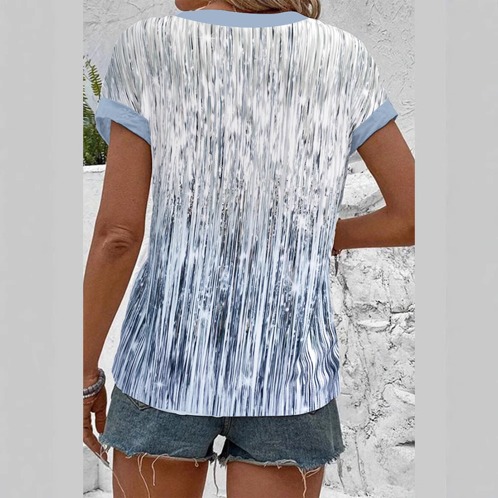 Damen lässige Bluse mit modernen Streifen und Knopfdetails GR