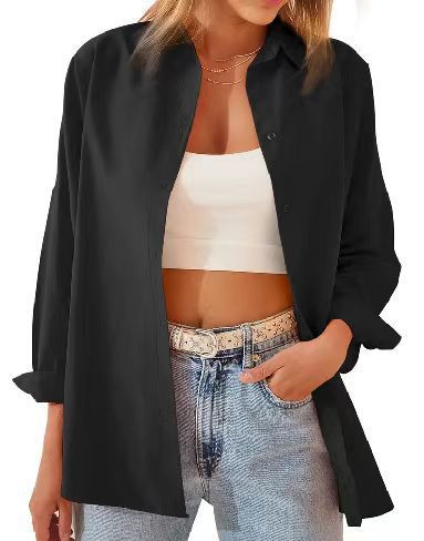 Damen Hemdbluse im lässigen Schnitt mit langen Ärmeln und modernen Details GR