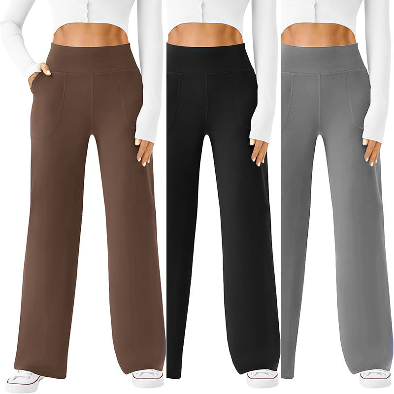 Women's comfortable leisure trousers with side pockets and elastic waistband, size