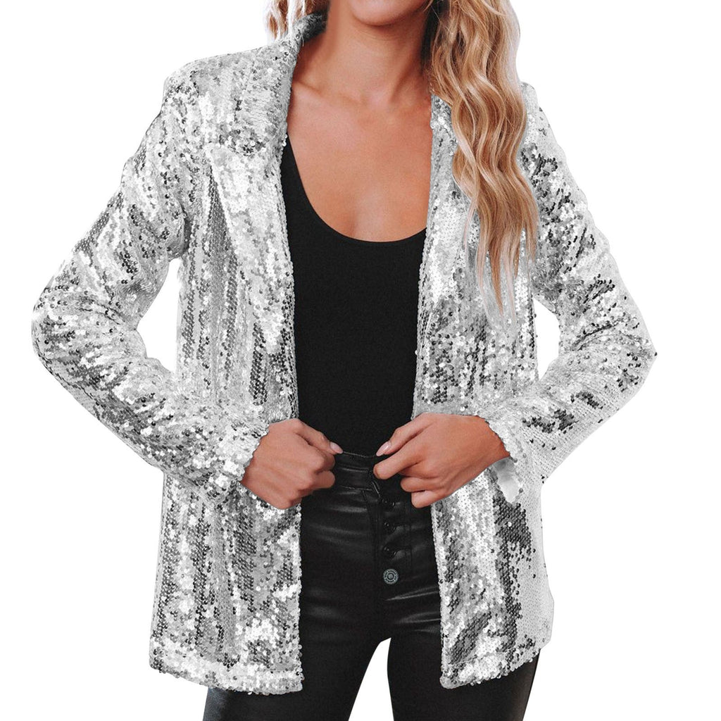 Women's elegant sequined blazer with shimmering finish, size GR