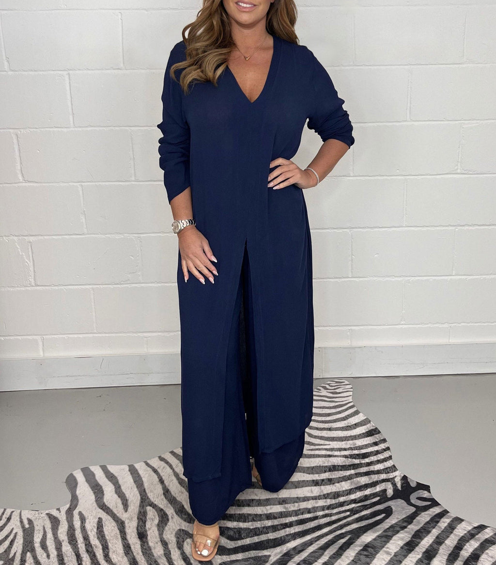 GR | Casual two-piece set with V-neck