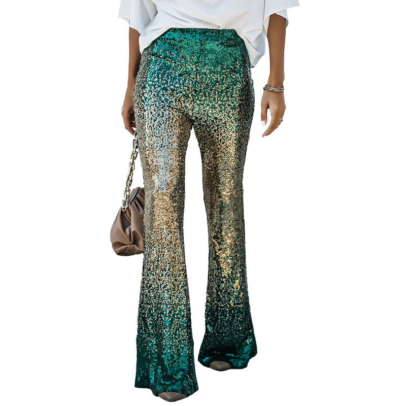 Damen Glitzernde Schlaghose mit luxuriösem Pailletten-Muster GR