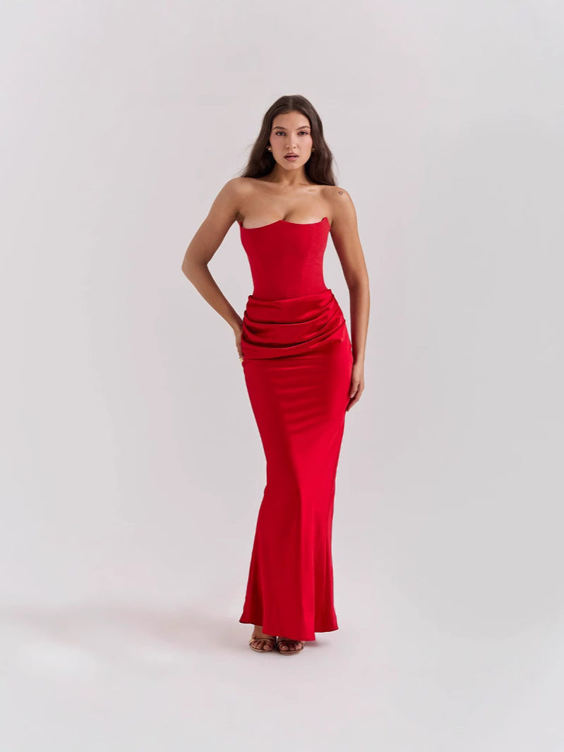GR | Strapless Pink Satin Ballkleid