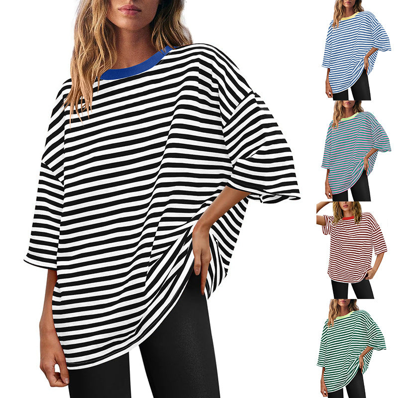 Damen Übergrößen T-Shirt mit Streifenmuster GR