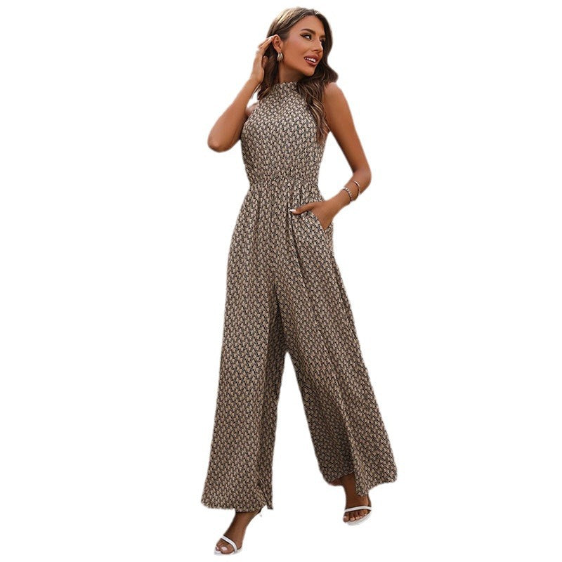 Women's jumpsuit with an elegant cut and fashionable pattern, size