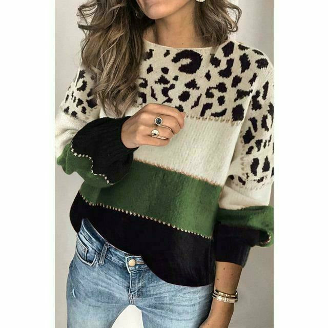 GR | Patchwork sweater with leopard print