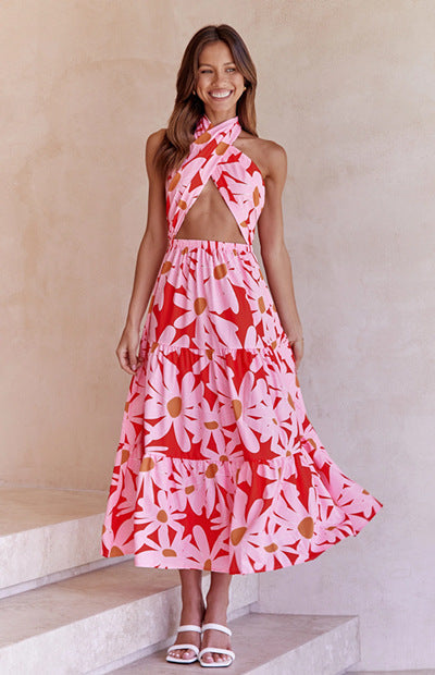 GR | Halter Printed Sleeveless Halter Dress 