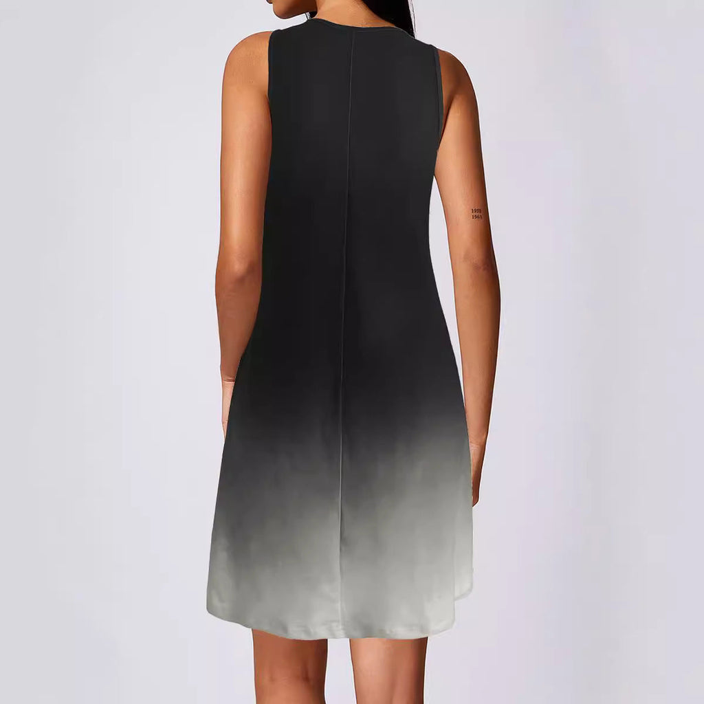 Damen Sommerliches V-Ausschnitt Kleid im modischen Ombre-Design GR
