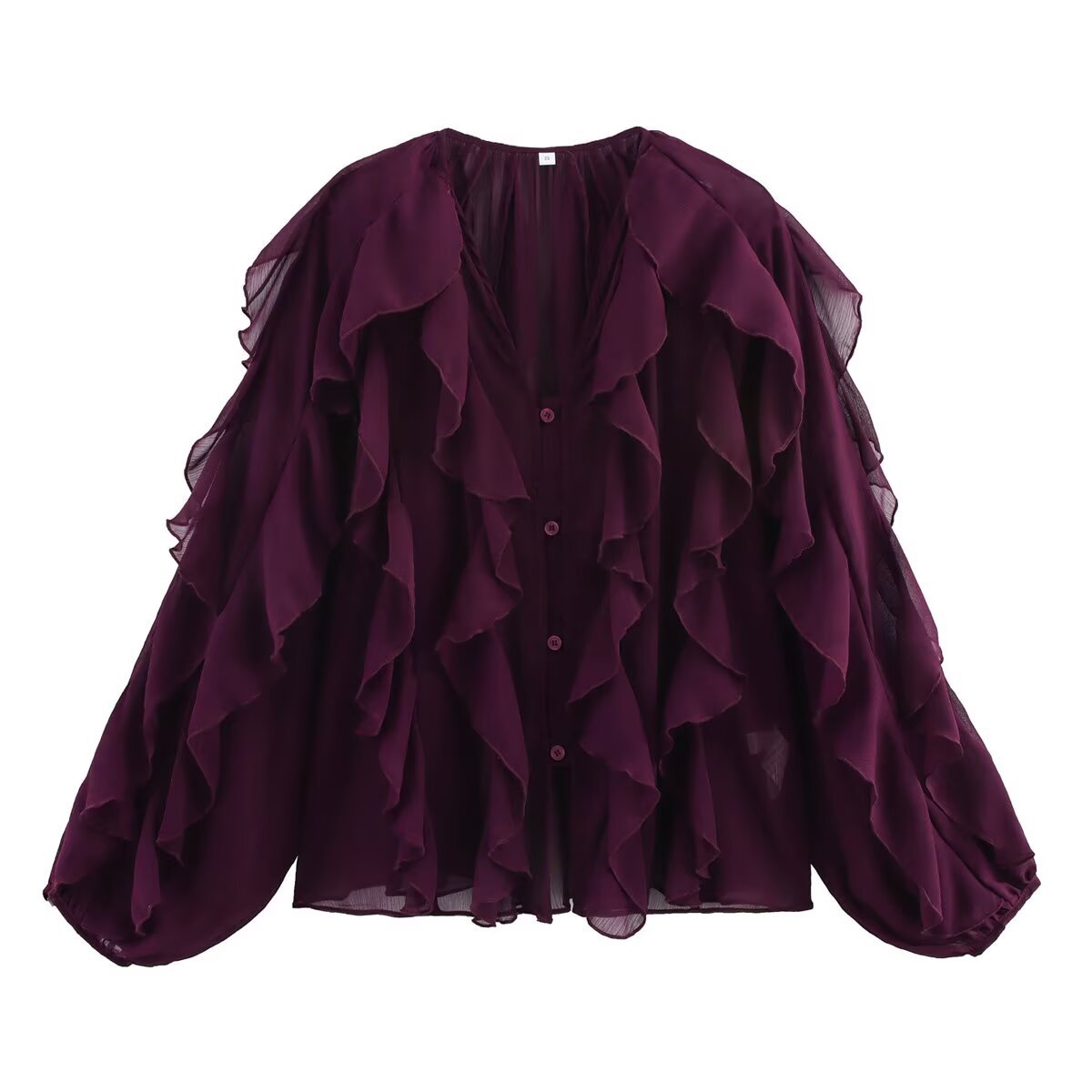 Damen Bluse mit voluminösen Rüschendetails und elegantem Schnitt GR