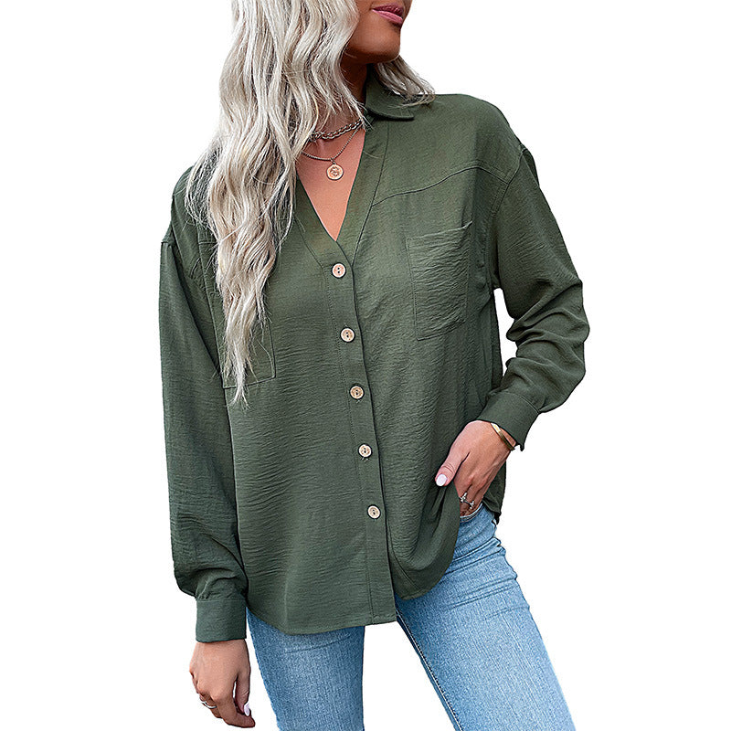 Damen Bluse mit lässigem Schnitt und dekorativen Knopfdetails GR