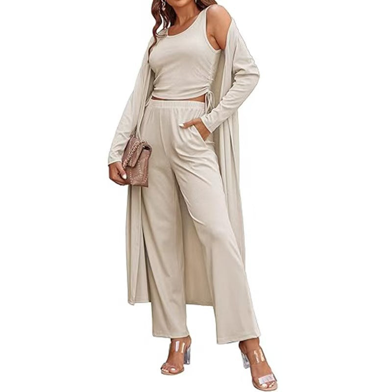 GR | Knitted vest with pockets, three-piece set 