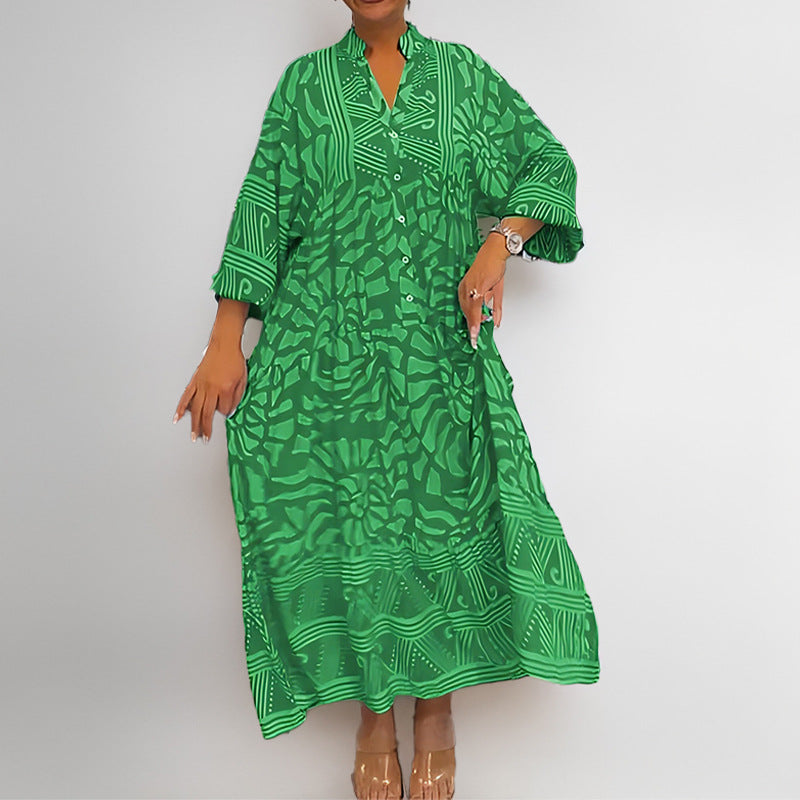 Women's tunic dress with unique graphic print and wide sleeves, size [size missing]
