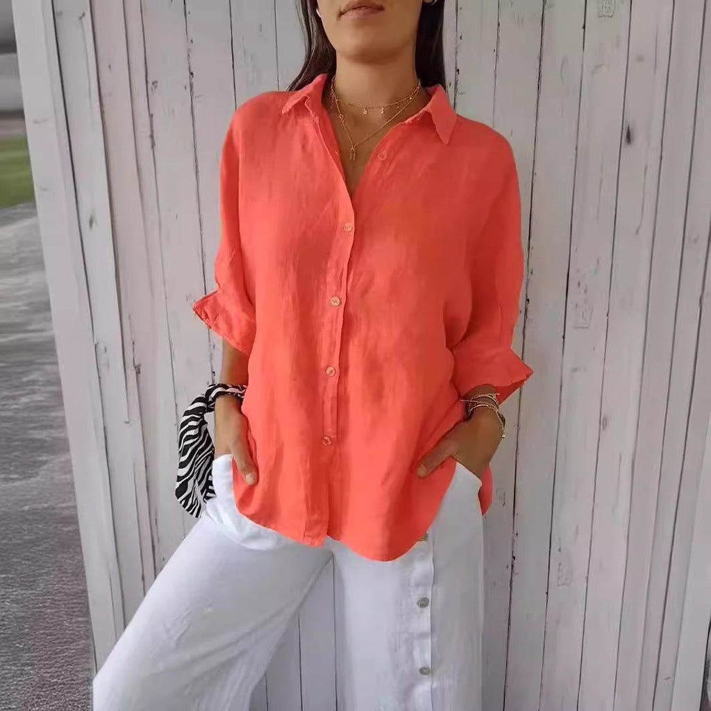 Damen Leichte Leinenbluse GR
